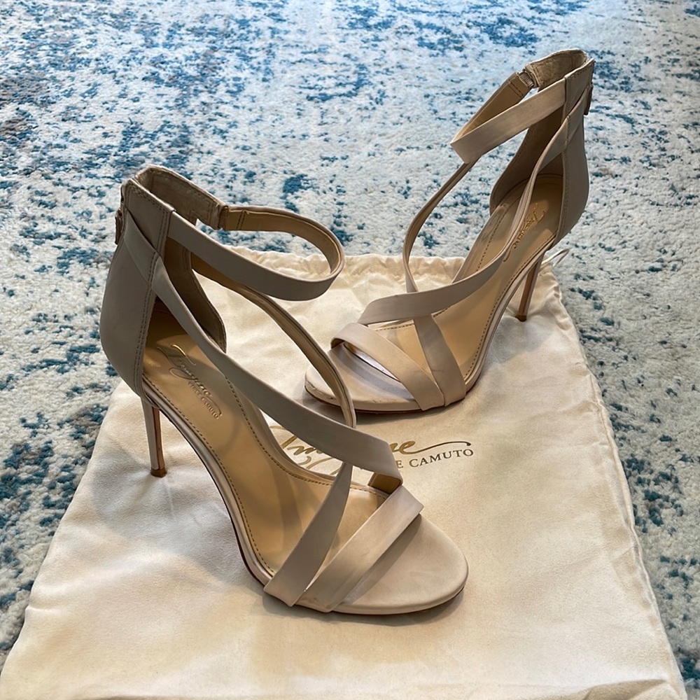 Vince Camuto Imagine nude satin heels